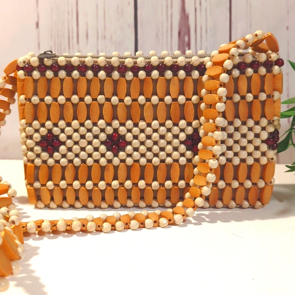 Vintage Playboy Club Wooden Beaded Purse 1960's 1970's‎ RARE